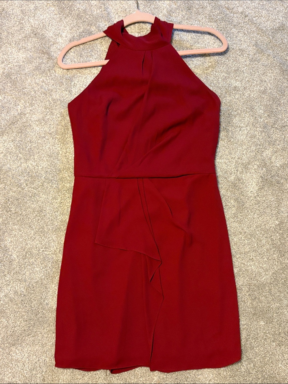 Halston Heritage Crimson One-Shoulder Cocktail Dress